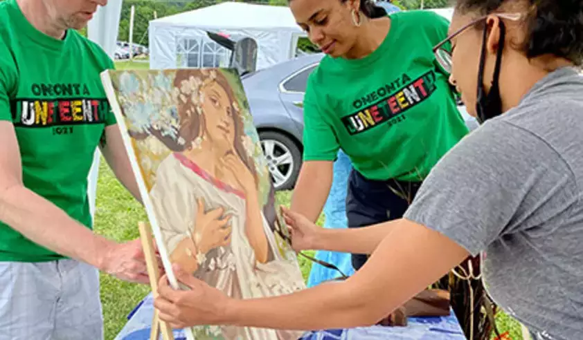 Setting up for Juneteenth celebration