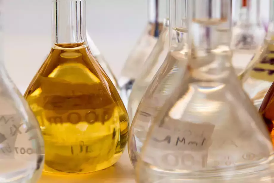 Chemicals in beakers