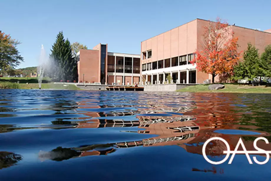Pond and fountain next to the Hunt Union building