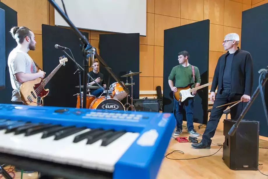 Prof. Pignato Rehearsing with the Jam Band Ensemble