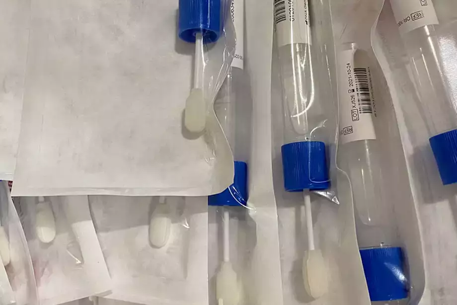 saliva pool test kits at the testing center