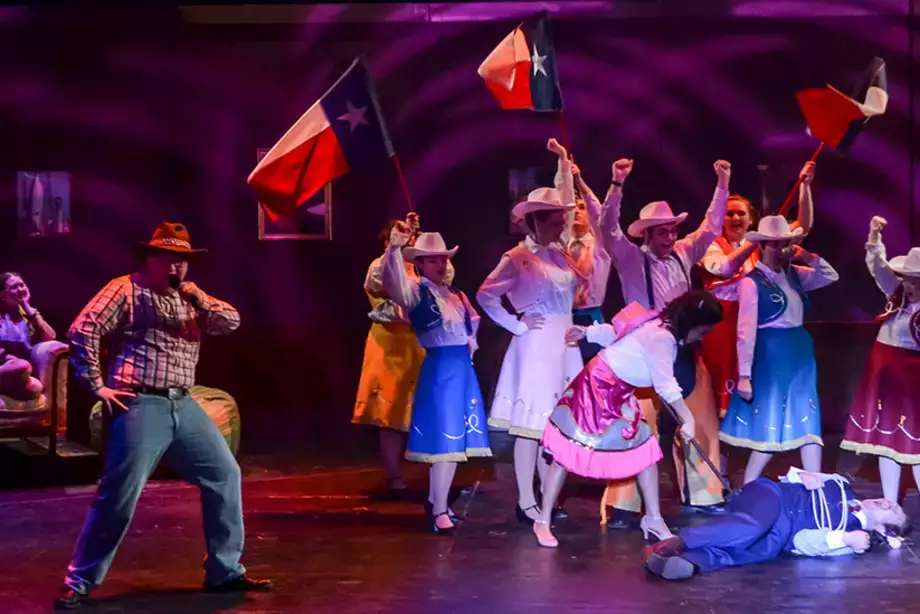 Dancers in the musical 9 to 5 at SUNY Oneonta