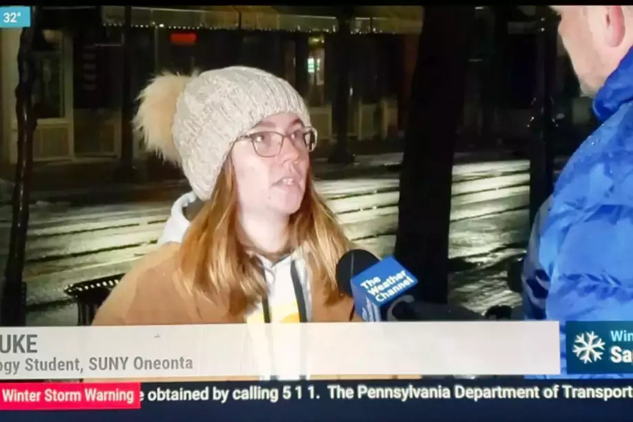 Meteorology major interviewed by The Weather Channel's Justin Michaels
