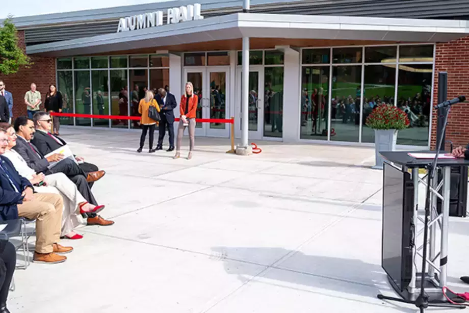 Reopening of Renovated Alumni Hall Dr Cardelle Speaking