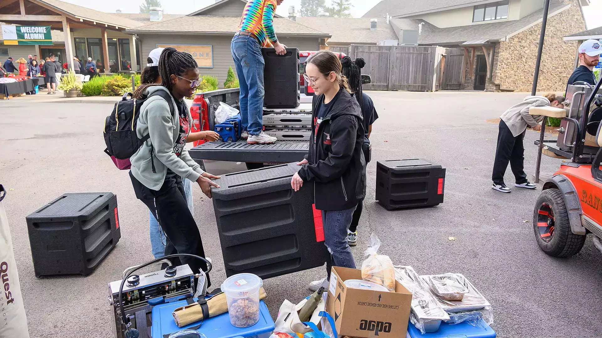 Students set up for Red Dragon Open