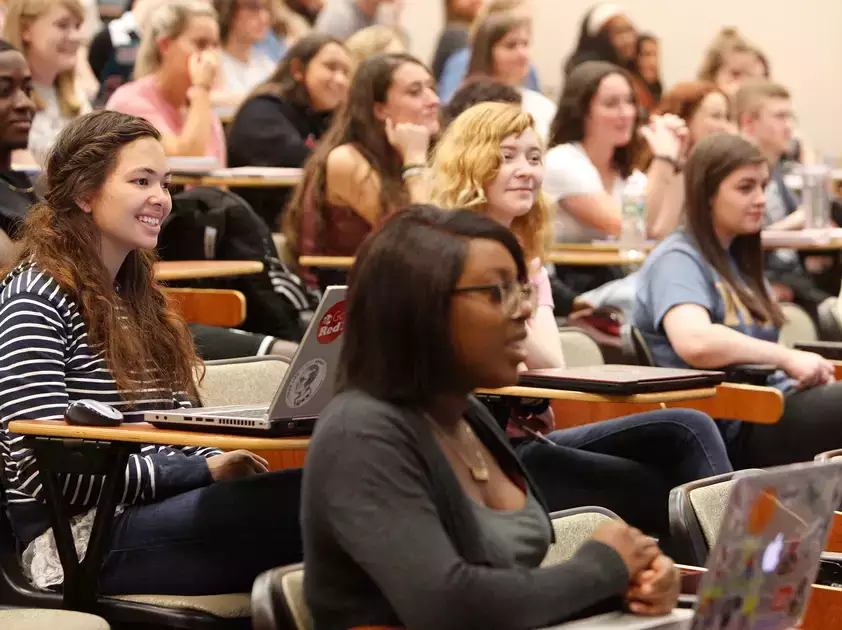 Communication Studies majors participate during a lecture.