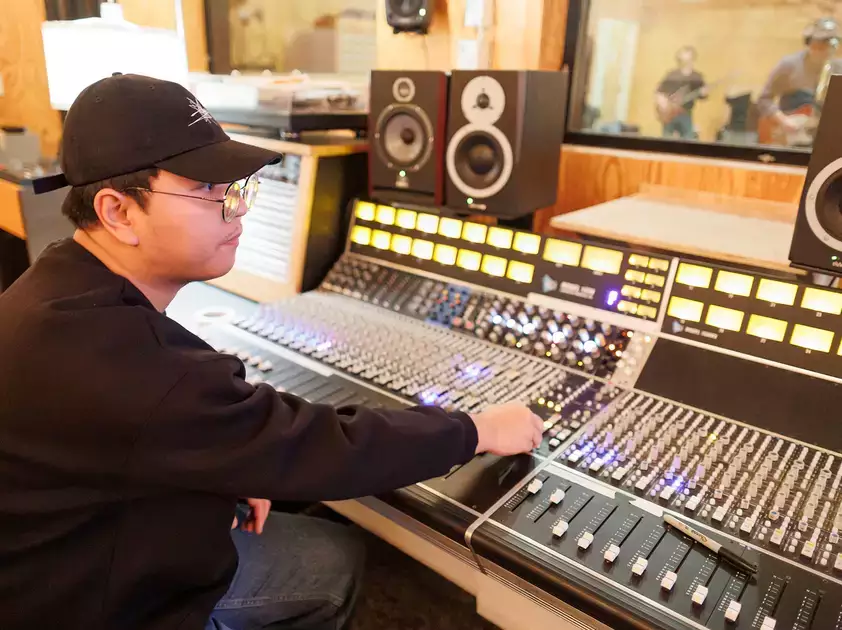 Music industry majors learn in the studio.