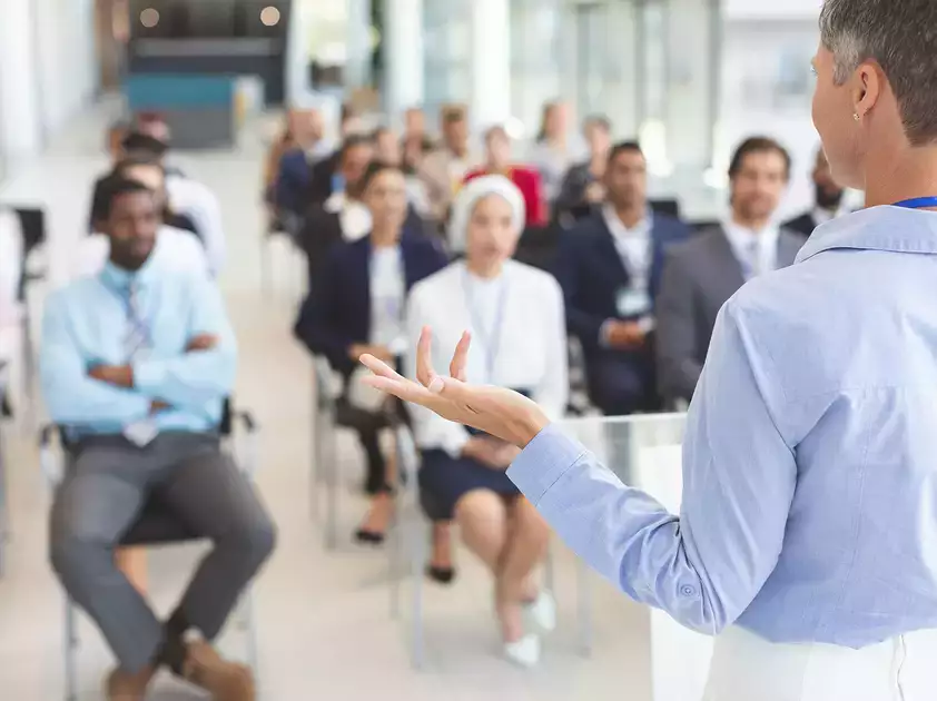 Individual leading a business seminar